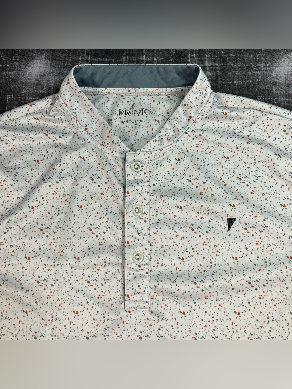 Primo Blade Polo Men Medium White Crisp Speckled Geometric Jawbreaker Golf Shirt